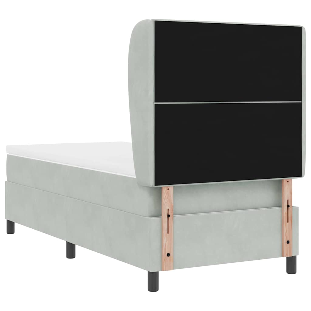 Boxspringbett mit Kopfteil Hellgrau 200 x 100 cm Samt
