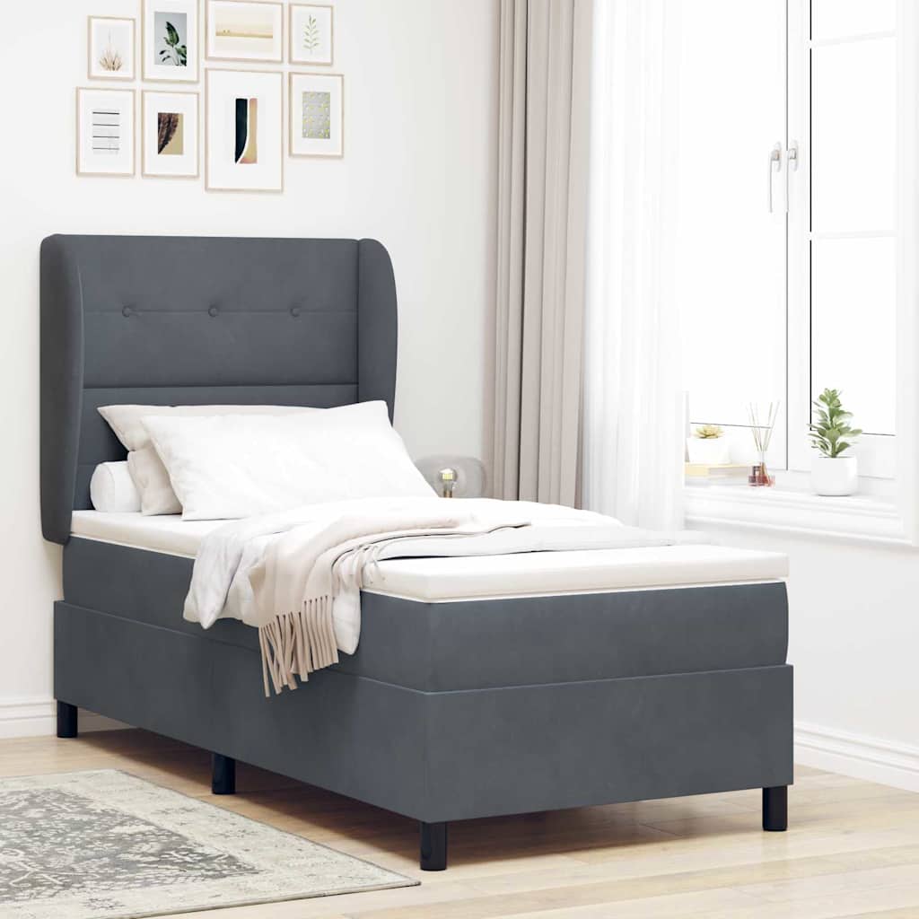 Boxspringbett mit Kopfteil Dunkelgrau 200 x 100 cm Samt