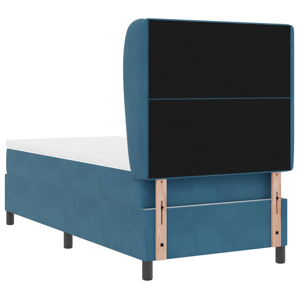 Boxspringbett mit Kopfteil Dunkelblau 200 x 100 cm Samt
