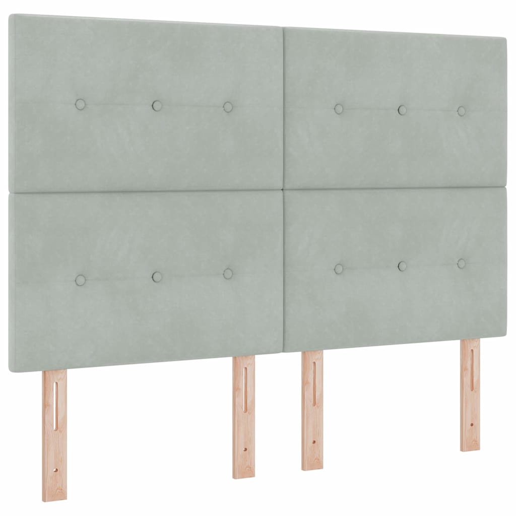 Boxspringbett mit Kopfteil Hellgrau 190 x 140 cm Samt