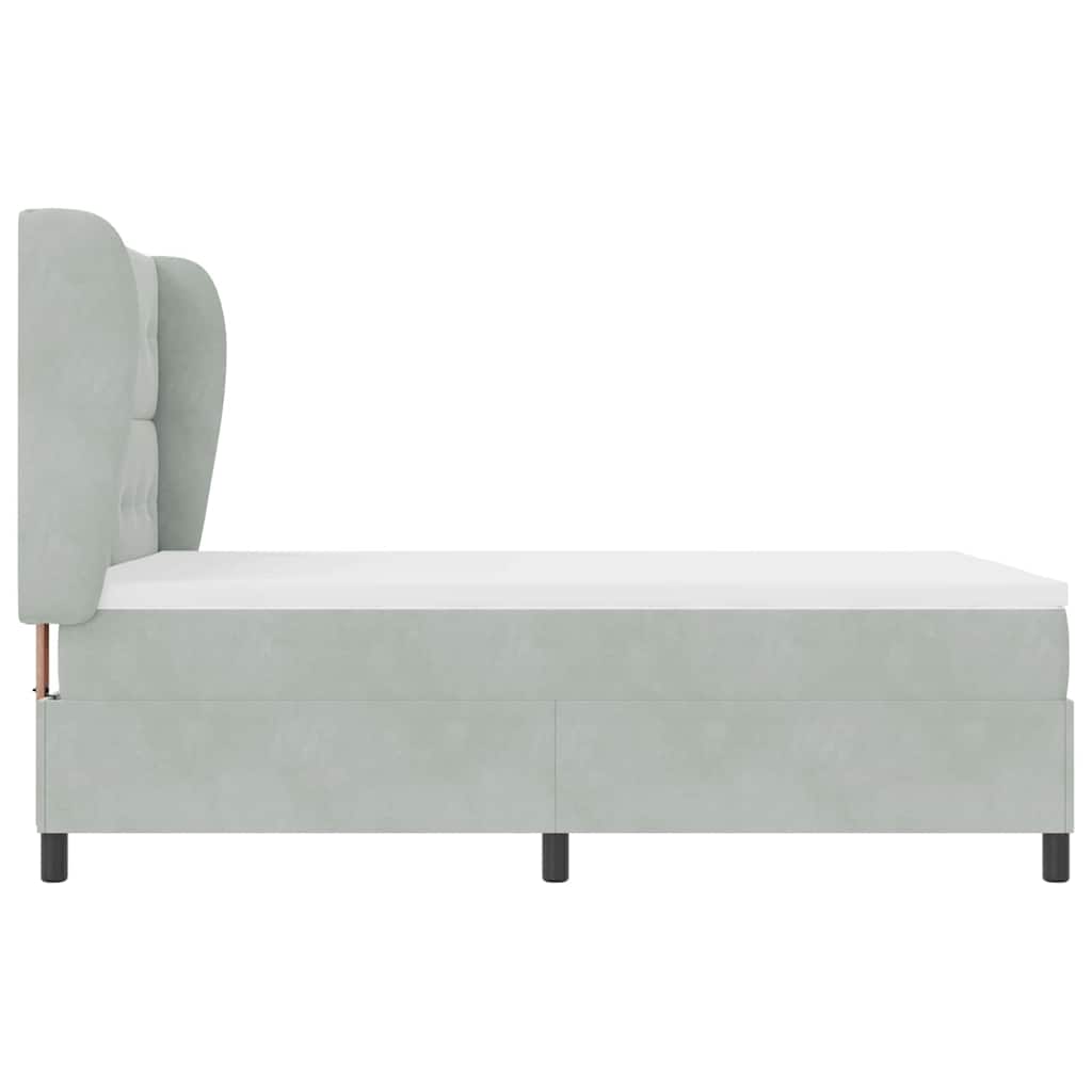 Boxspringbett mit Kopfteil Hellgrau 190 x 140 cm Samt