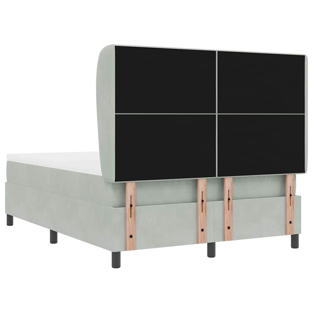 Boxspringbett mit Kopfteil Hellgrau 200 x 140 cm Samt