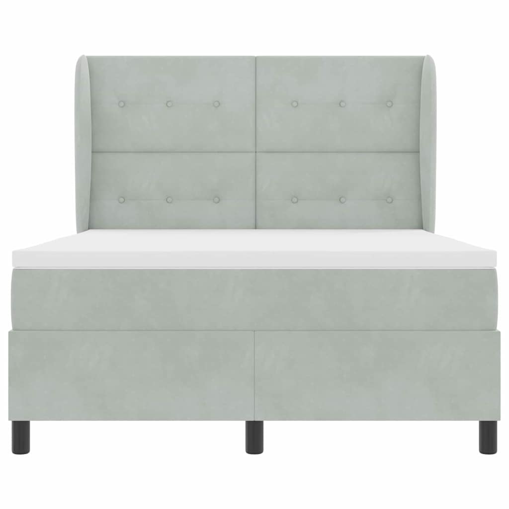 Boxspringbett mit Kopfteil Hellgrau 200 x 140 cm Samt