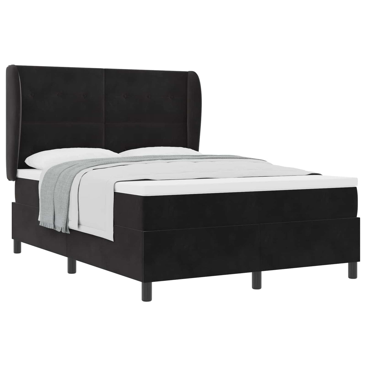 Boxspringbett mit Kopfteil Schwarz 200 x 140 cm Samt