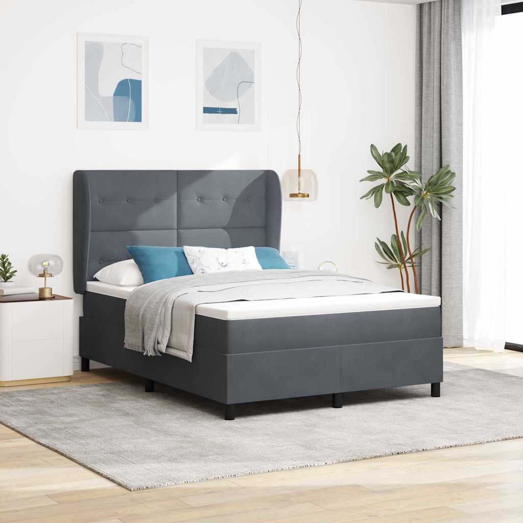 Boxspringbett mit Kopfteil Dunkelgrau 200 x 160 cm Samt