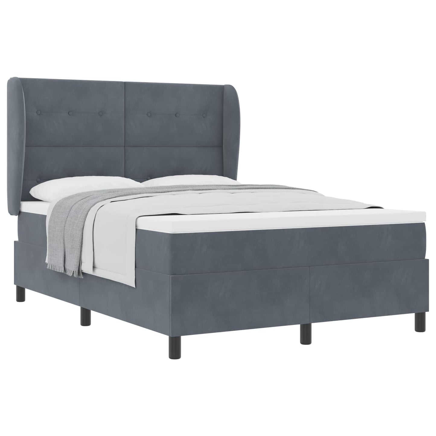 Boxspringbett mit Kopfteil Dunkelgrau 200 x 160 cm Samt