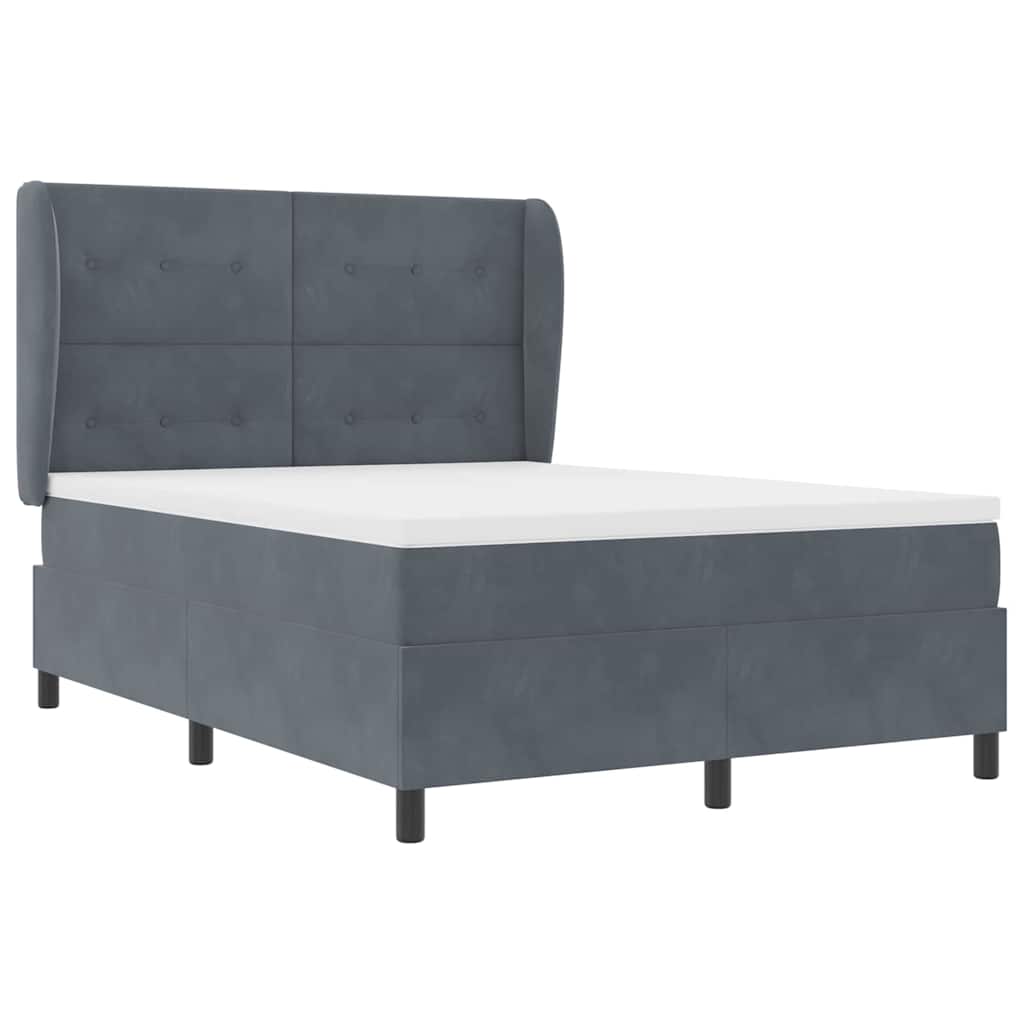 Boxspringbett mit Kopfteil Dunkelgrau 200 x 160 cm Samt