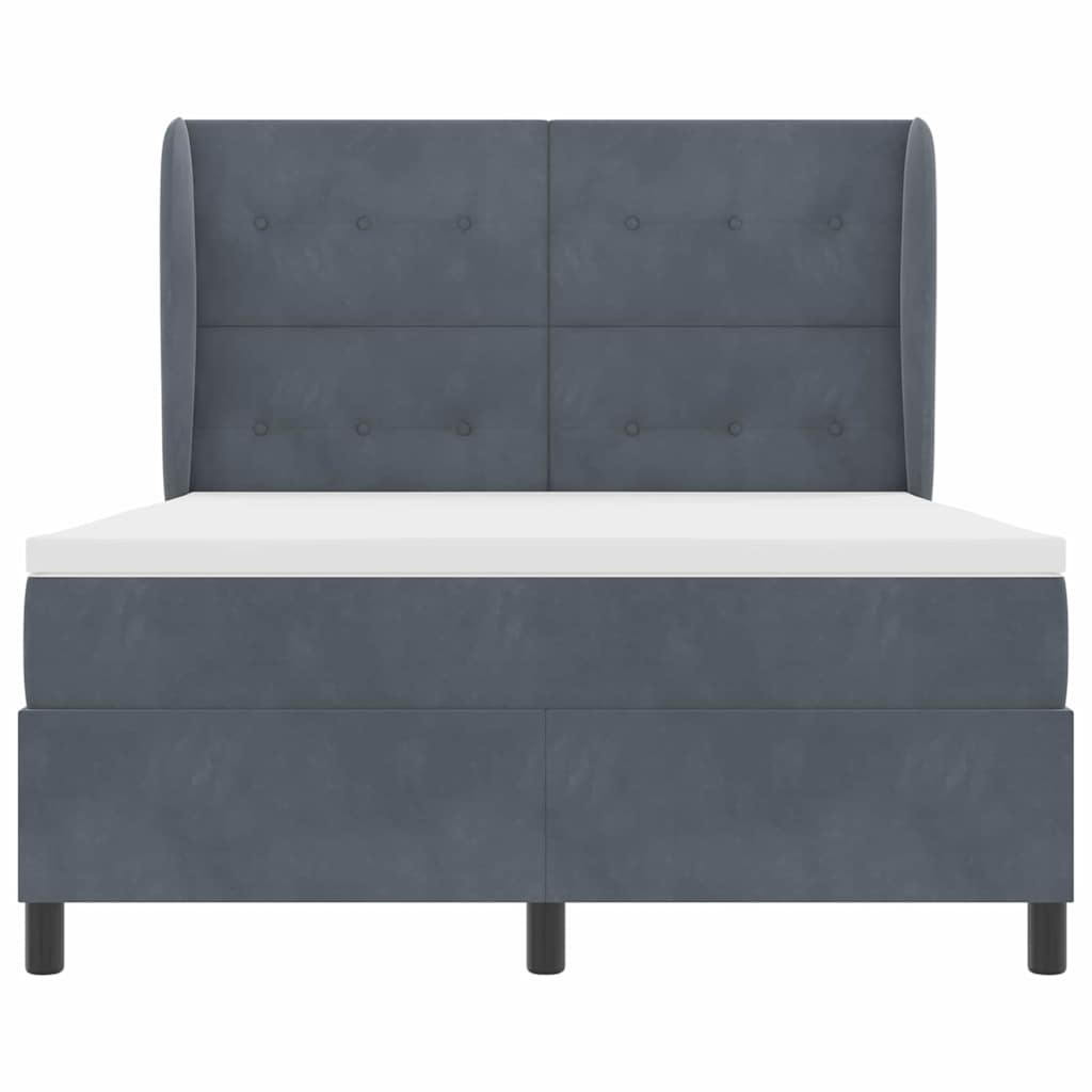 Boxspringbett mit Kopfteil Dunkelgrau 200 x 160 cm Samt