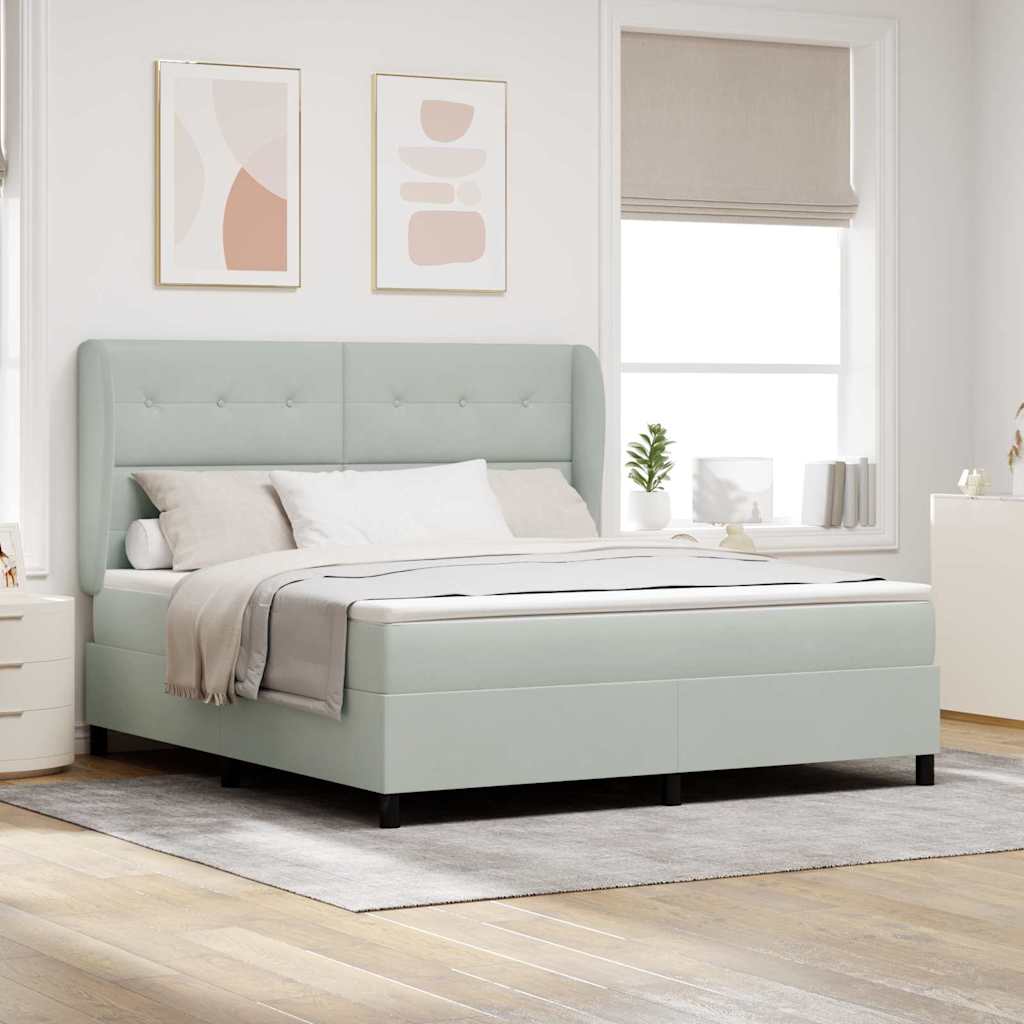Boxspringbett mit Kopfteil Hellgrau 200 x 180 cm Samt