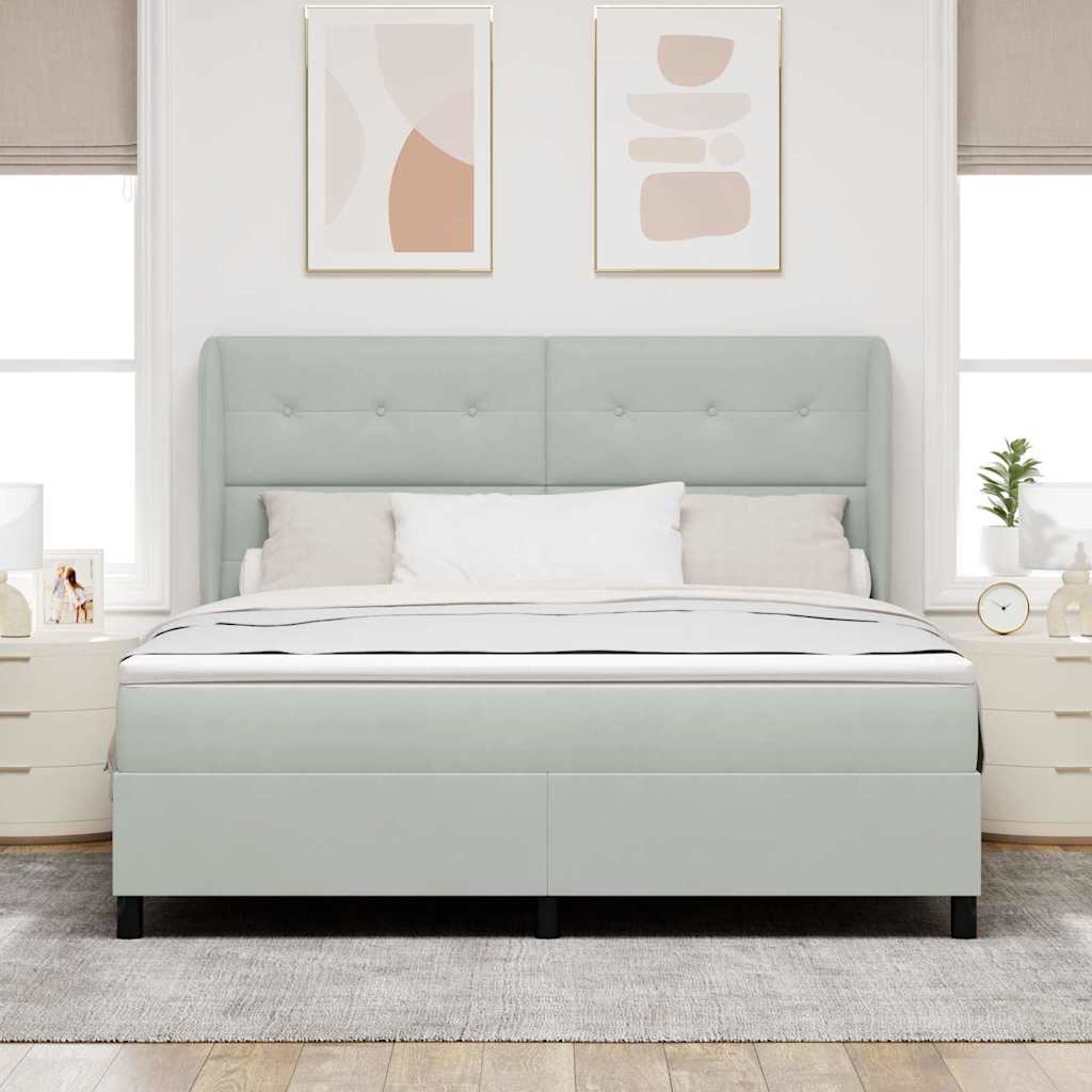Boxspringbett mit Kopfteil Hellgrau 200 x 180 cm Samt