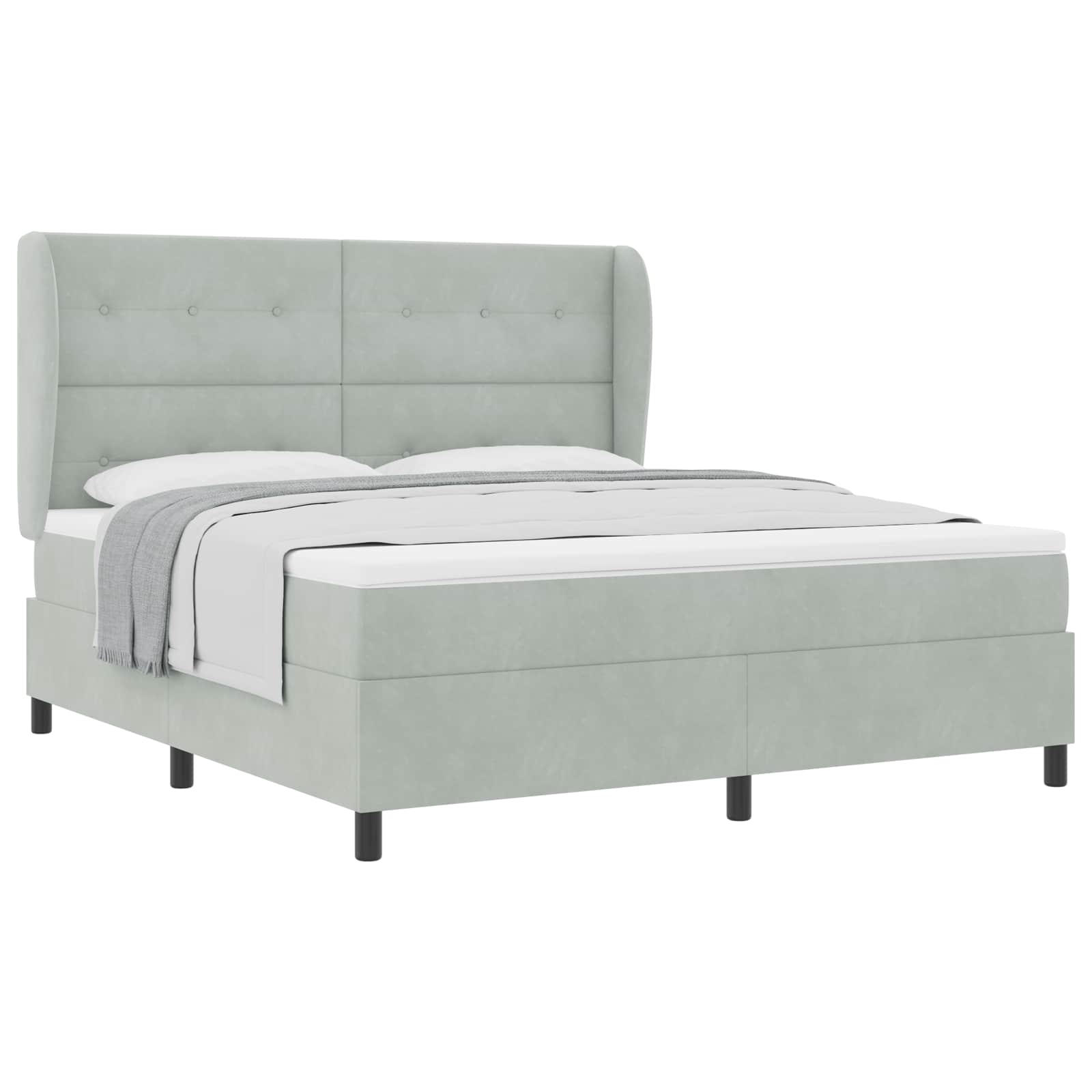 Boxspringbett mit Kopfteil Hellgrau 200 x 180 cm Samt