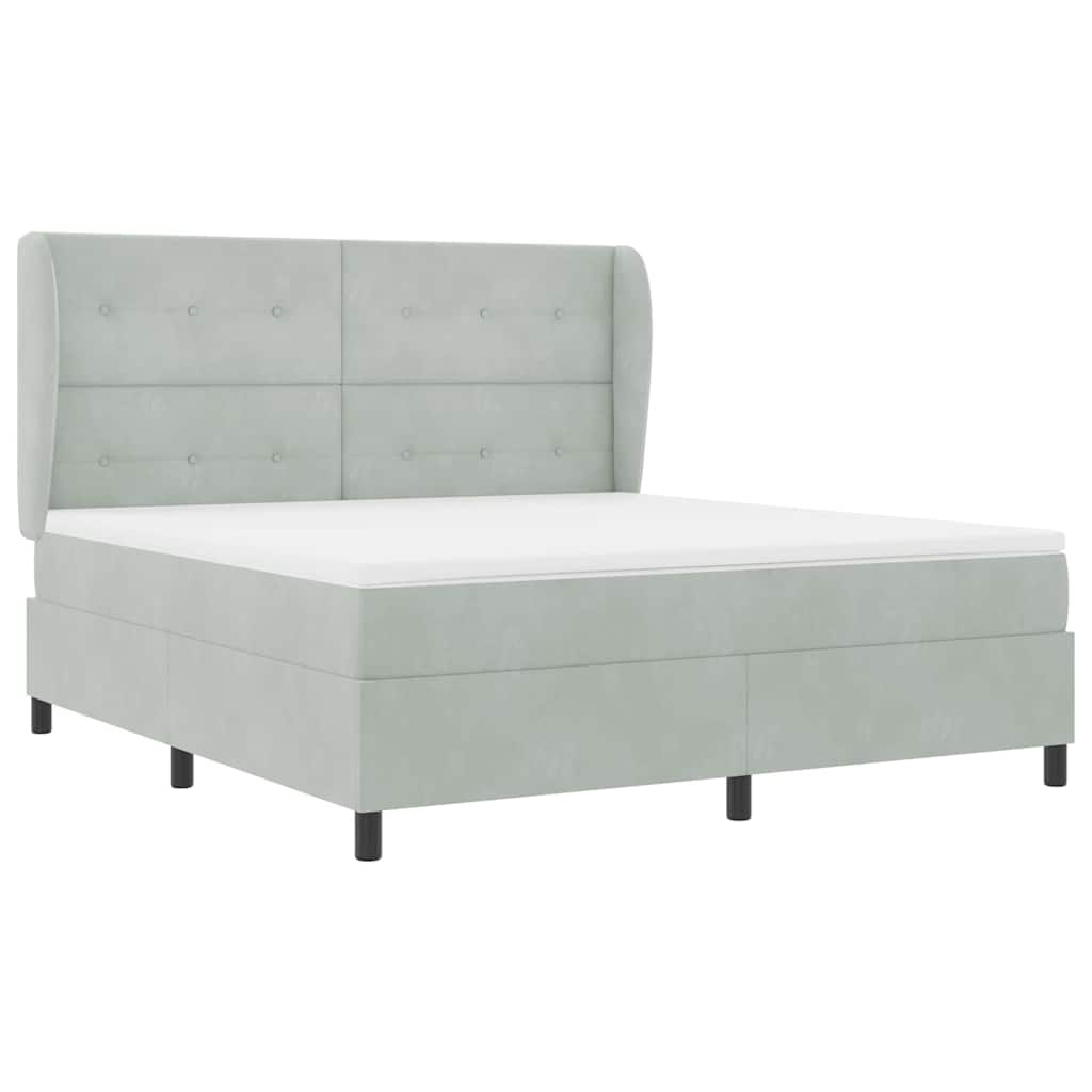 Boxspringbett mit Kopfteil Hellgrau 200 x 180 cm Samt