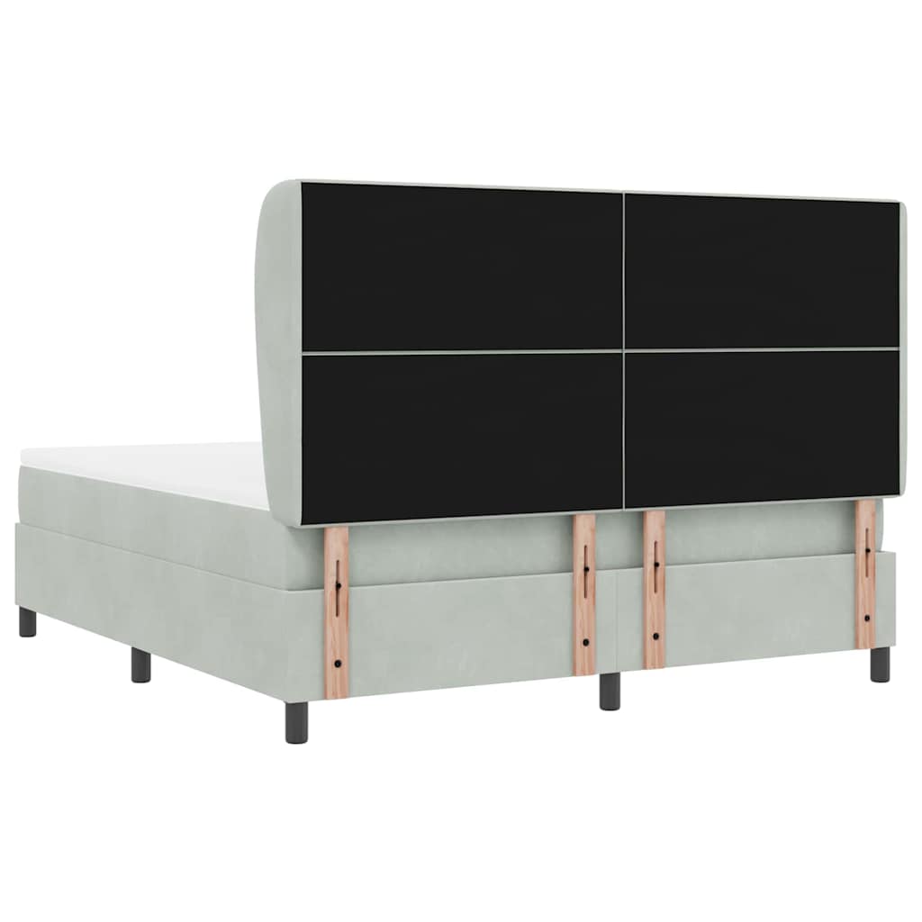 Boxspringbett mit Kopfteil Hellgrau 200 x 180 cm Samt