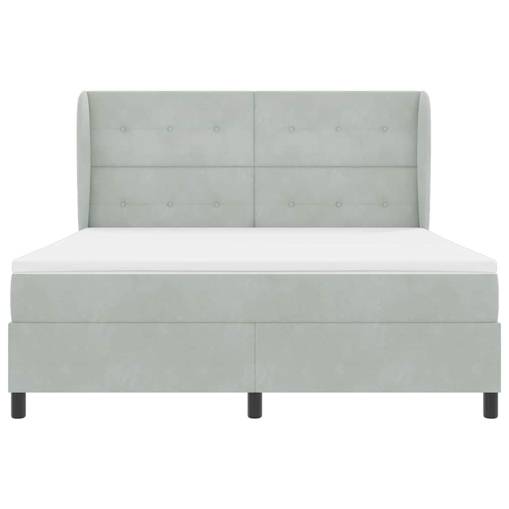 Boxspringbett mit Kopfteil Hellgrau 200 x 180 cm Samt