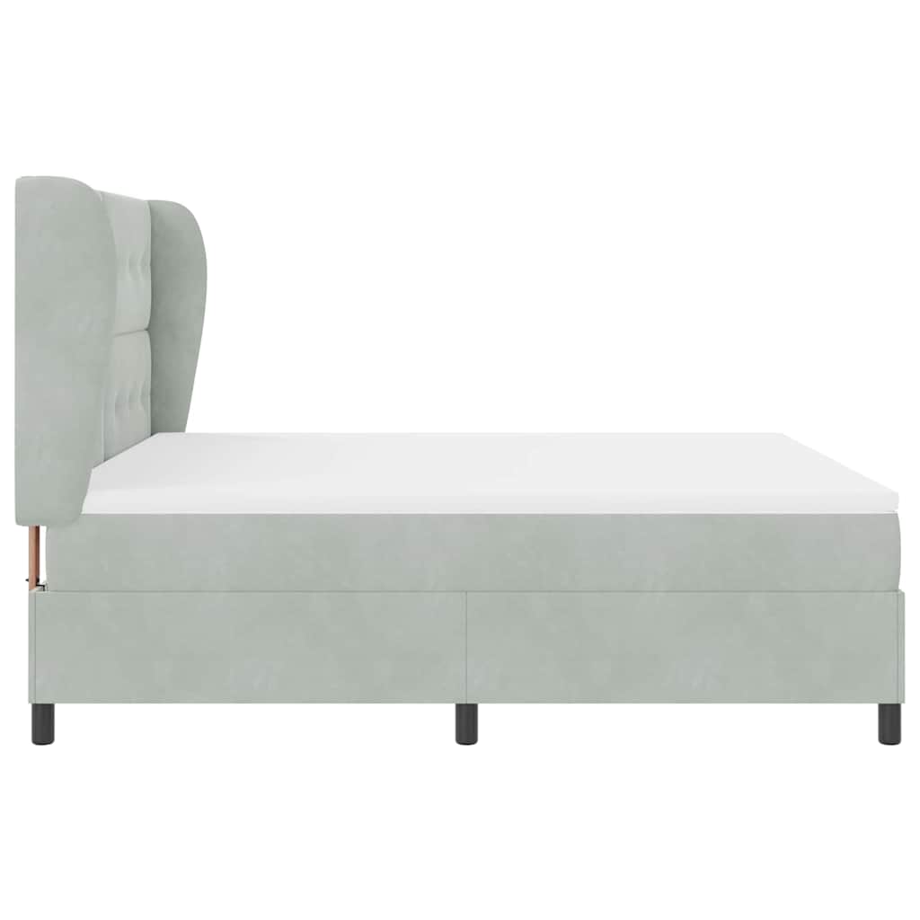 Boxspringbett mit Kopfteil Hellgrau 200 x 180 cm Samt