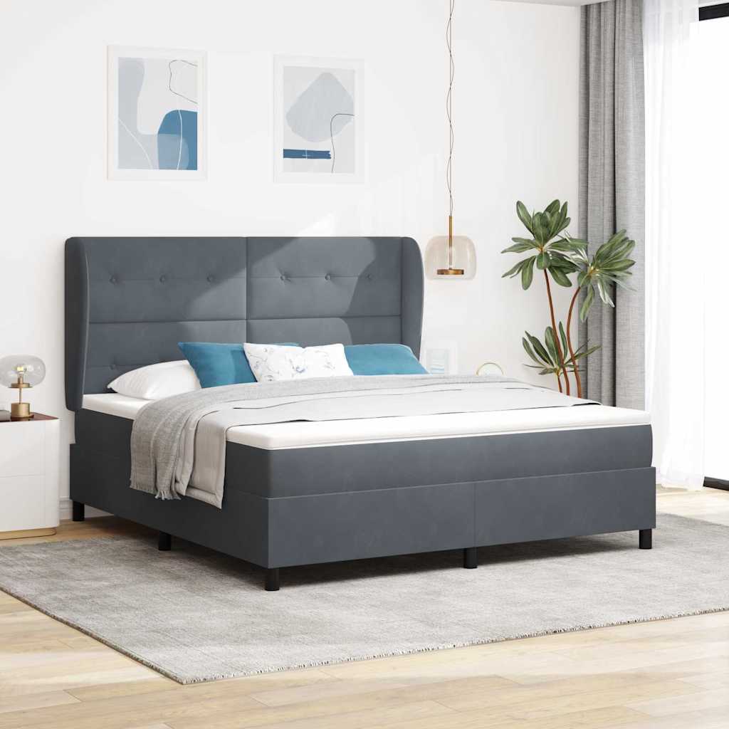 Boxspringbett mit Kissen Dunkelgrau 200 x 180 cm Samt