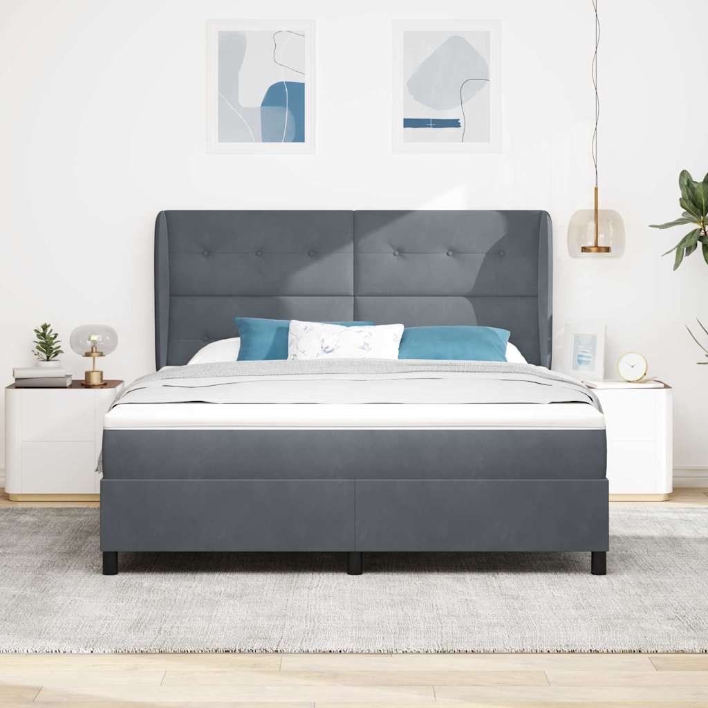Boxspringbett mit Kissen Dunkelgrau 200 x 180 cm Samt