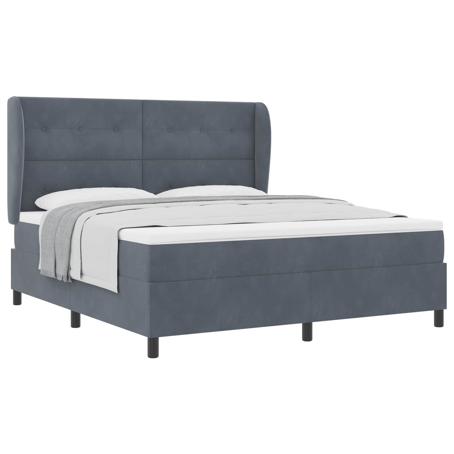 Boxspringbett mit Kissen Dunkelgrau 200 x 180 cm Samt
