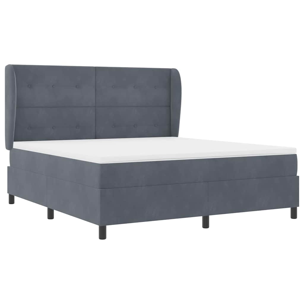 Boxspringbett mit Kissen Dunkelgrau 200 x 180 cm Samt