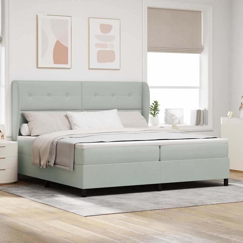 Boxspringbett mit Kopfteil Hellgrau 200 x 200 cm Samt