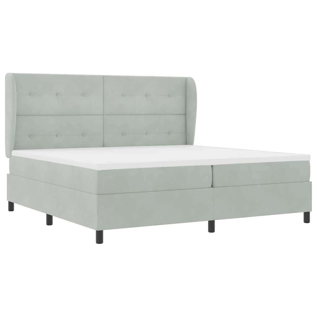Boxspringbett mit Kopfteil Hellgrau 200 x 200 cm Samt