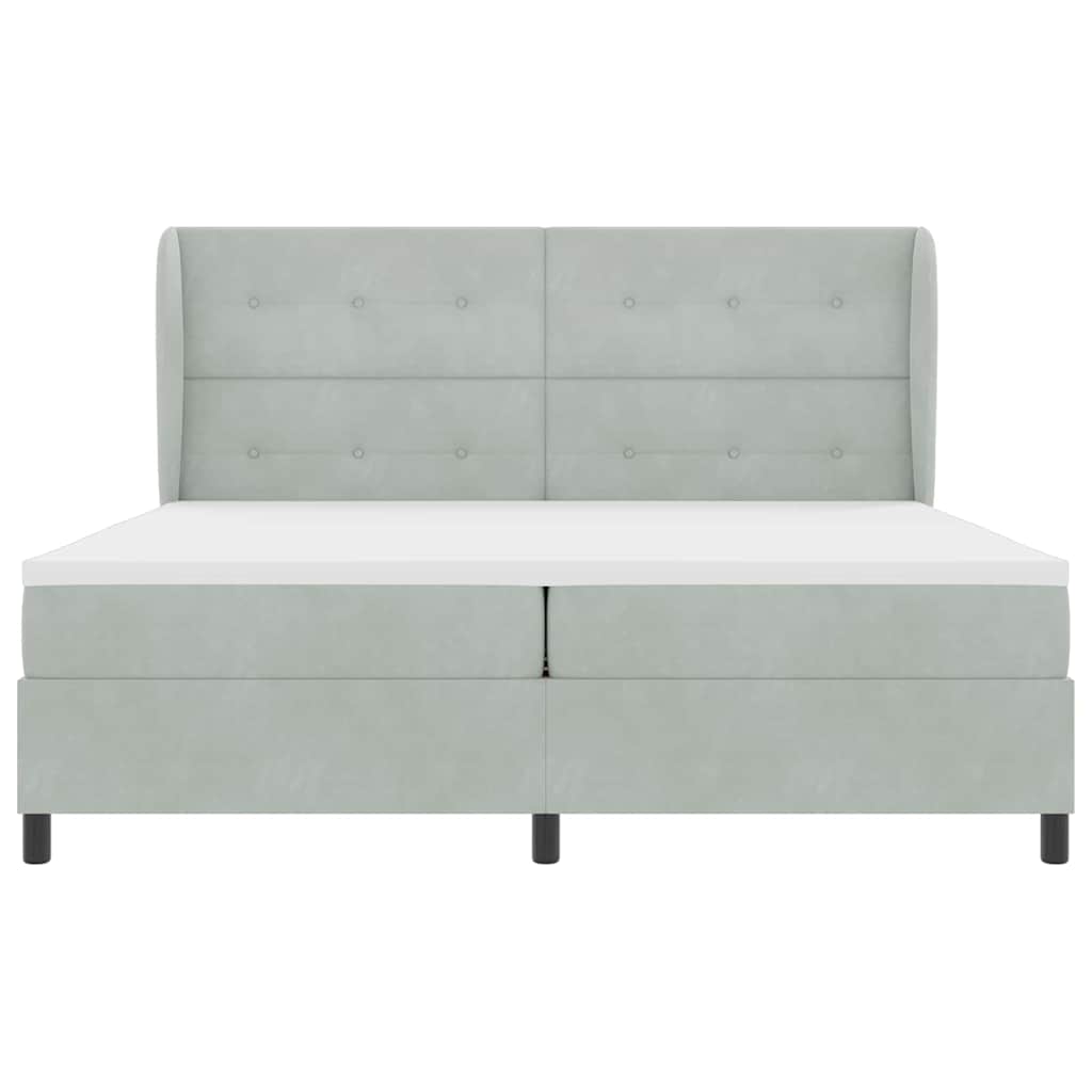 Boxspringbett mit Kopfteil Hellgrau 200 x 200 cm Samt