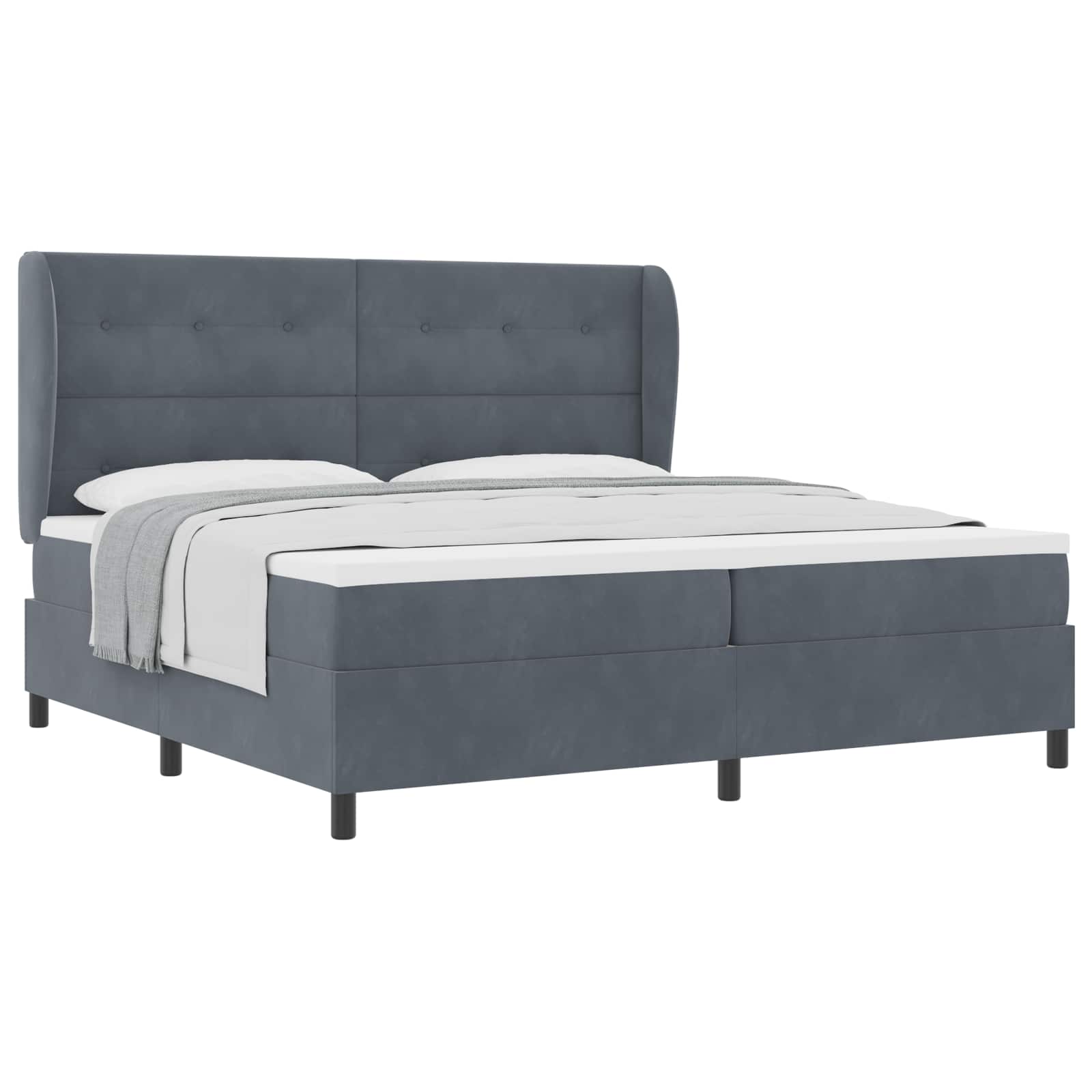 Boxspringbett mit Kopfteil Dunkelgrau 200 x 200 cm Samt