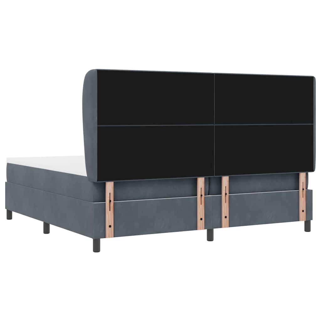 Boxspringbett mit Kopfteil Dunkelgrau 200 x 200 cm Samt