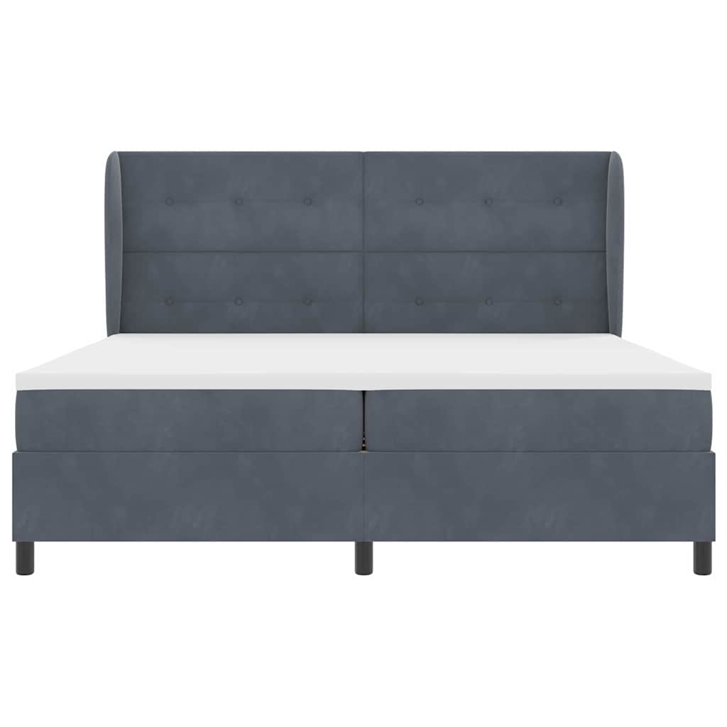 Boxspringbett mit Kopfteil Dunkelgrau 200 x 200 cm Samt