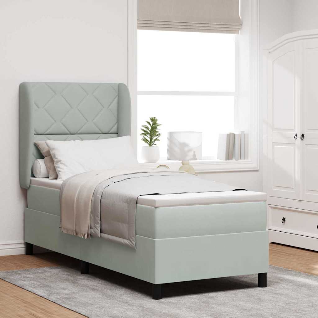 Boxspringbett mit Kopfteil Hellgrau 200 x 80 cm Samt