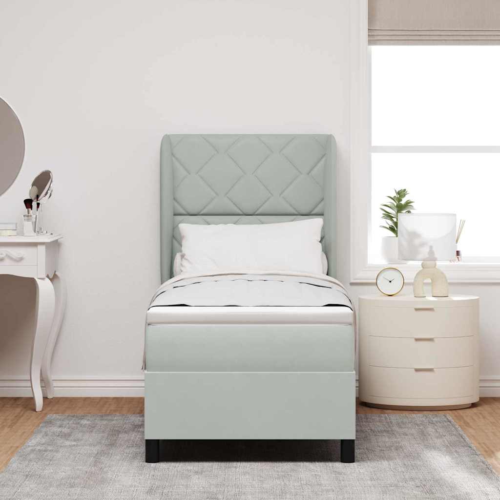 Boxspringbett mit Kopfteil Hellgrau 200 x 80 cm Samt