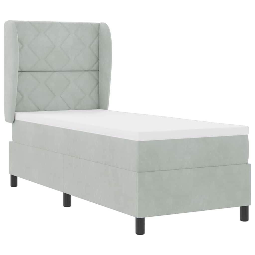 Boxspringbett mit Kopfteil Hellgrau 200 x 80 cm Samt