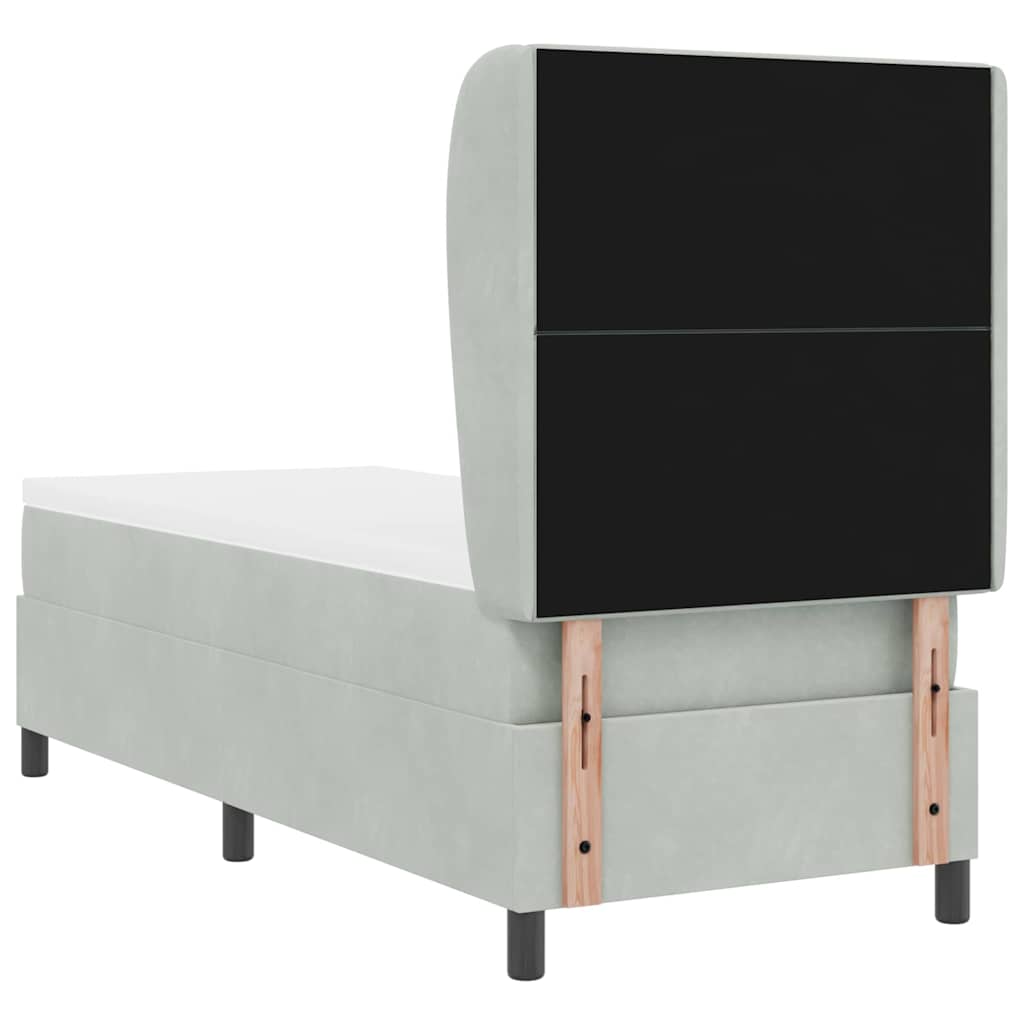 Boxspringbett mit Kopfteil Hellgrau 200 x 80 cm Samt