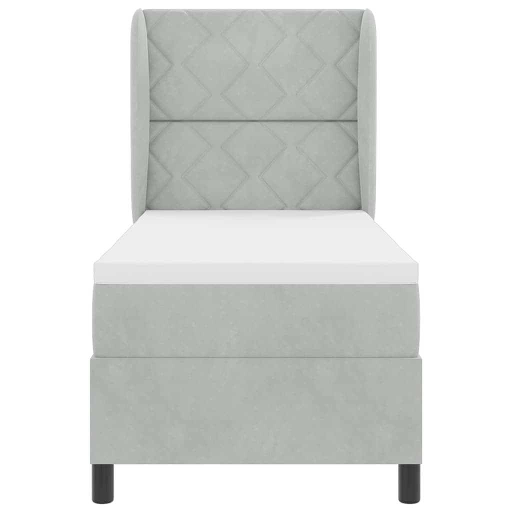 Boxspringbett mit Kopfteil Hellgrau 200 x 80 cm Samt