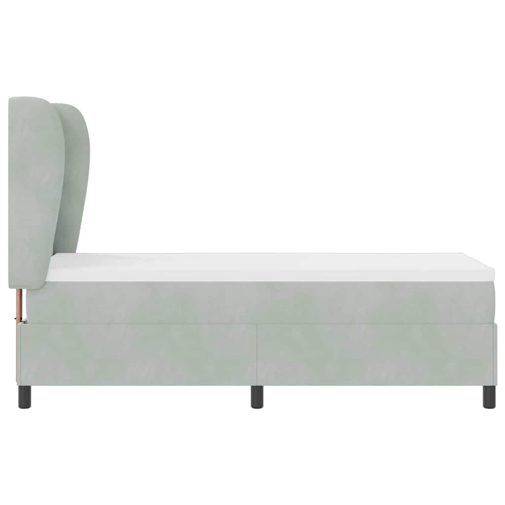Boxspringbett mit Kopfteil Hellgrau 200 x 80 cm Samt