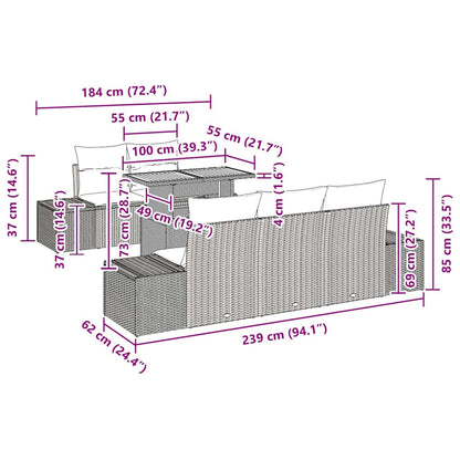 Gartensofa-set 6 Stk. Beige und Creme
