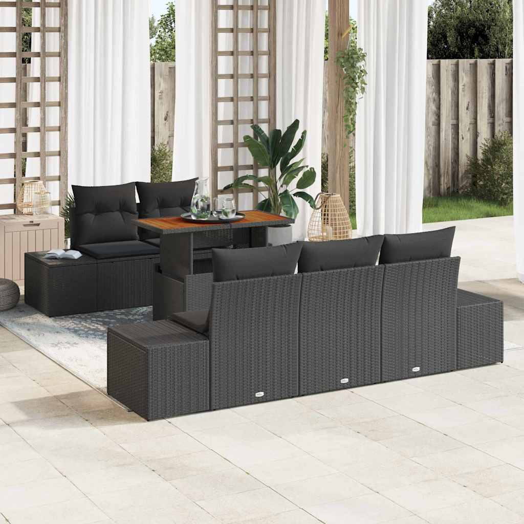 Gartensofa-set 6 Stk. Schwarz und Braun