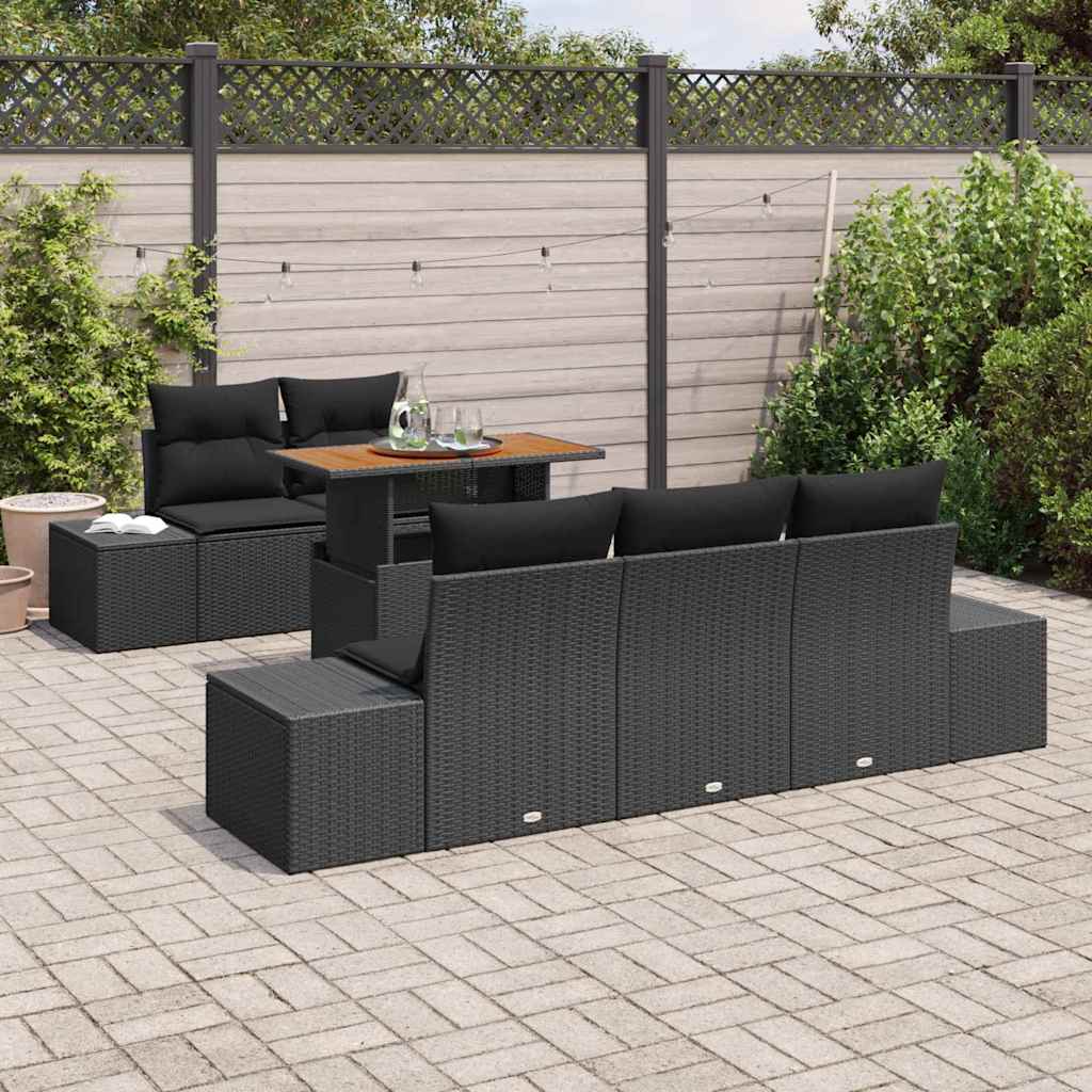 Gartensofa-set 6 Stk. Schwarz und Braun