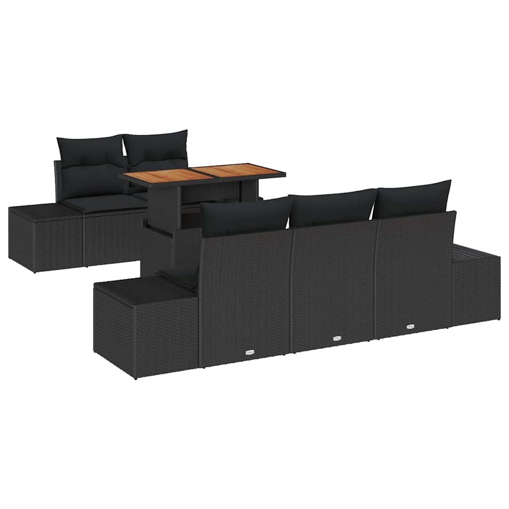 Gartensofa-set 6 Stk. Schwarz und Braun