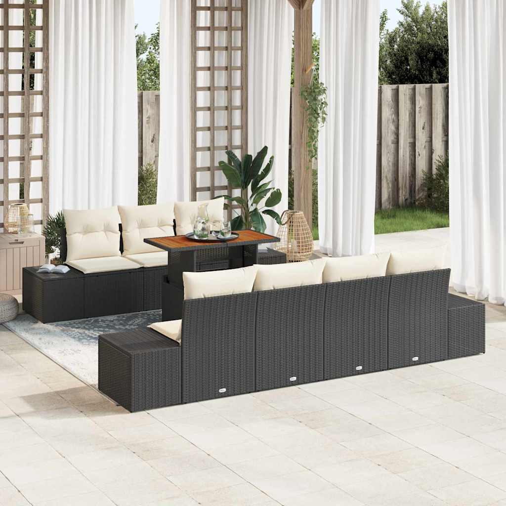 Gartensofa-set 8 Stk. Schwarz Poly-Rattan