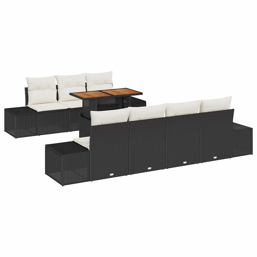 Garten Essgruppe mit Kissen 8 pcs Schwarz und Creme