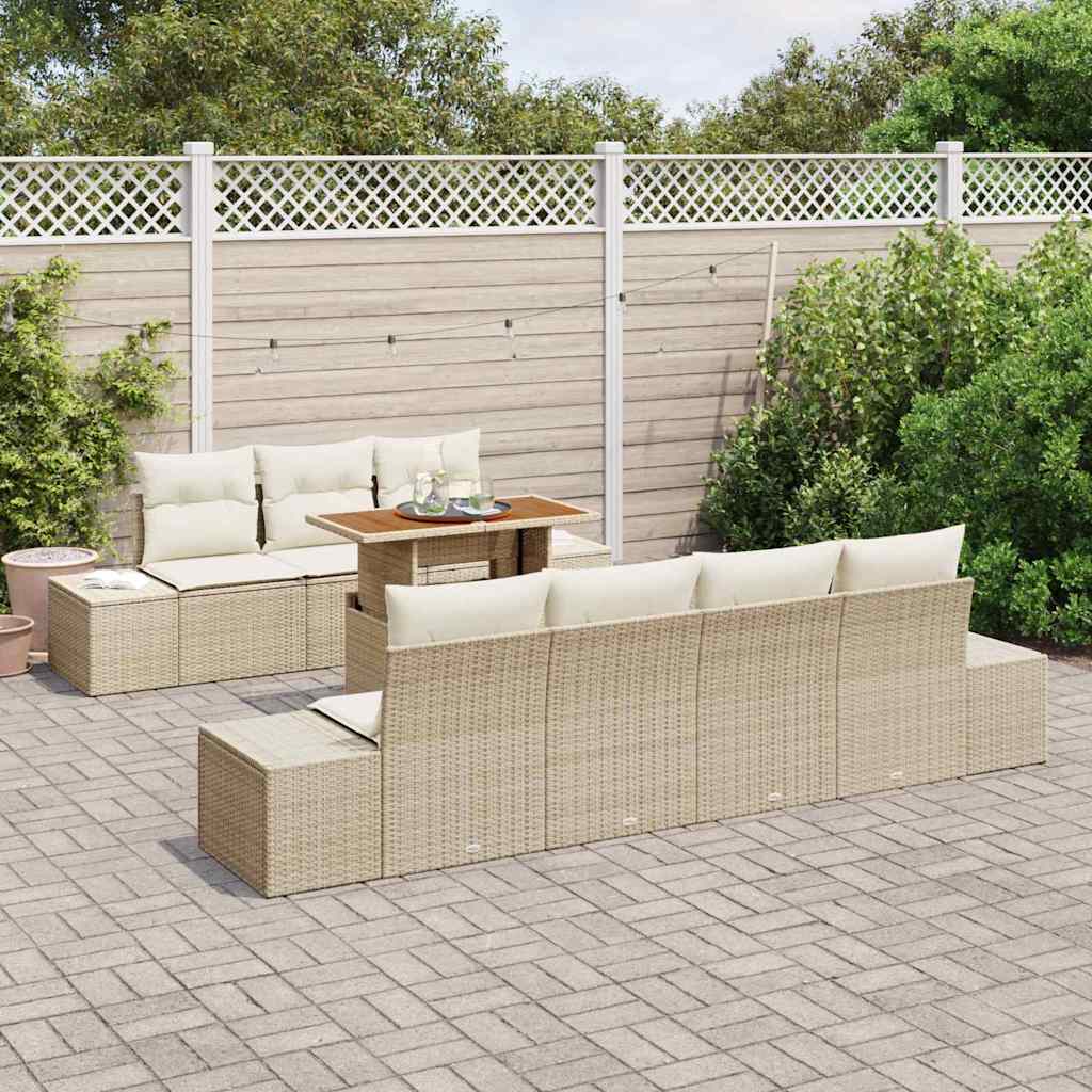 Gartensofa-set 8 Stk. Beige Poly-Rattan