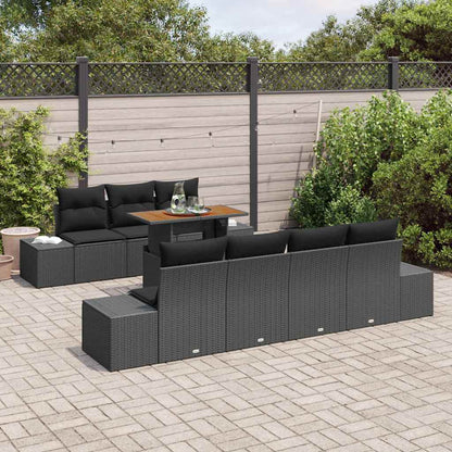 Gartensofa-set 8 stk. Schwarz 100 x 55 x 73 cm Poly-Rattan