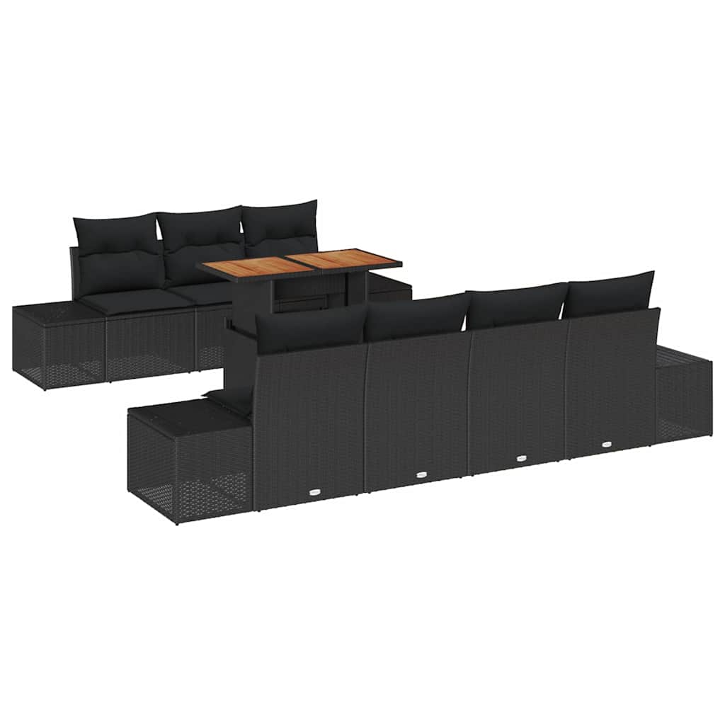 Gartensofa-set 8 Stk. Schwarz Poly-Rattan