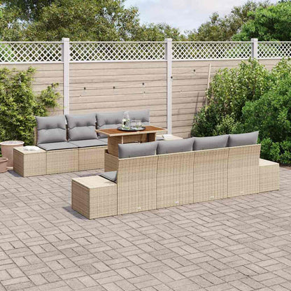 Gartensofa-set 9 stk. Beige 100 x 55 x 73 cm Poly-Rattan