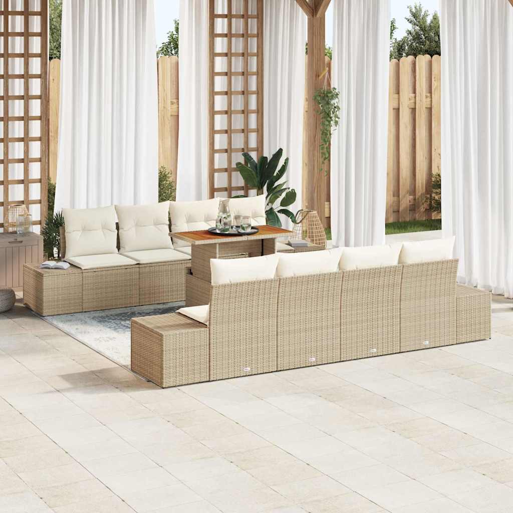 Garten Essgruppe mit Kissen 9 pcs Beige und Creme