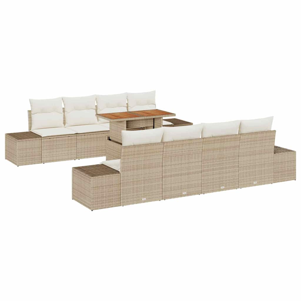 Garten Essgruppe mit Kissen 9 pcs Beige und Creme