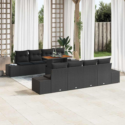 Gartensofa-set 9 stk. Schwarz 100 x 55 x 73 cm Poly-Rattan