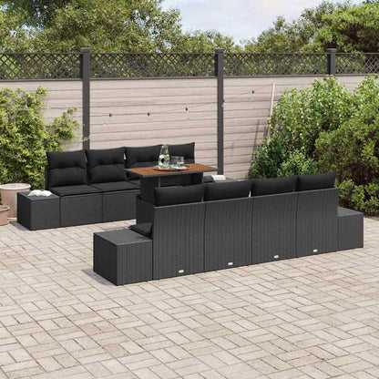 Gartensofa-set 9 stk. Schwarz 100 x 55 x 73 cm Poly-Rattan