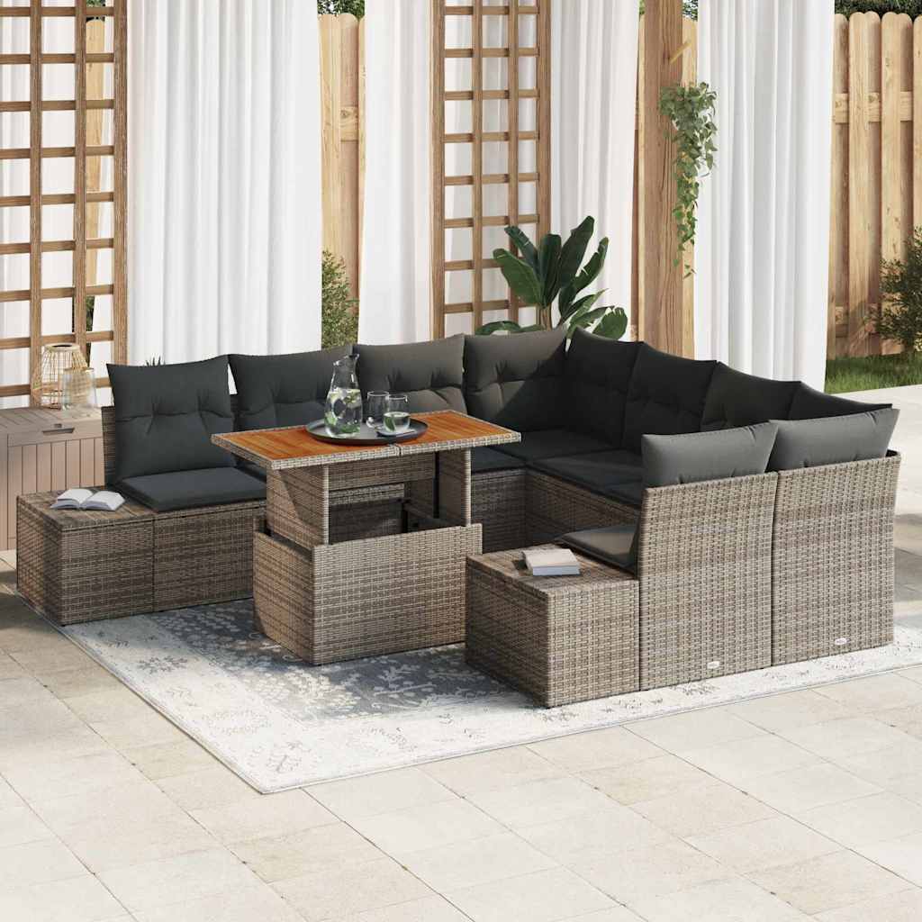 Gartensofa-set 9 Stk. Grau und Braun